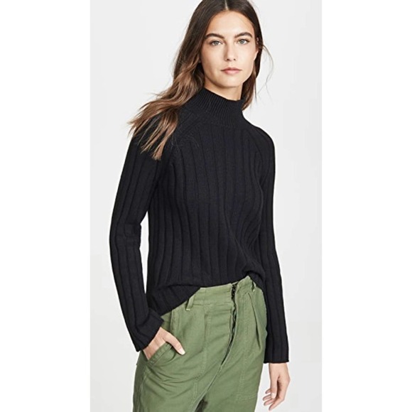 Bop Basics Wide Rib Mock Neck Sweater in Black Size S - Picture 1 of 9